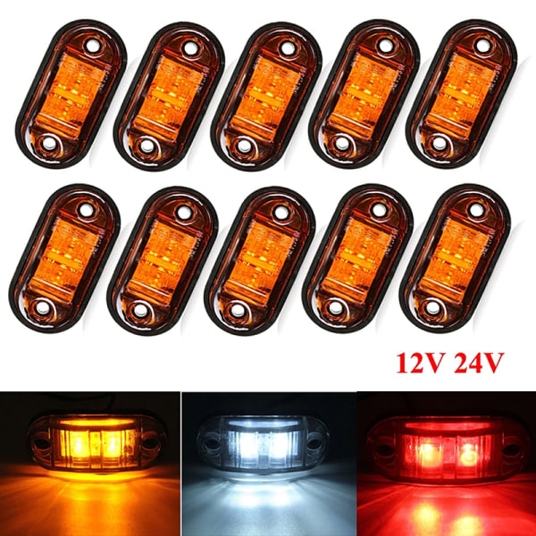 10 stk. Advarselslys LED-dioder Oval LED-sidemarkeringslys Rød 10PCS