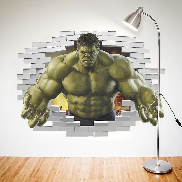 3D Hulk seinän läpimurto seinätarra lapsille huoneen sisustukseen