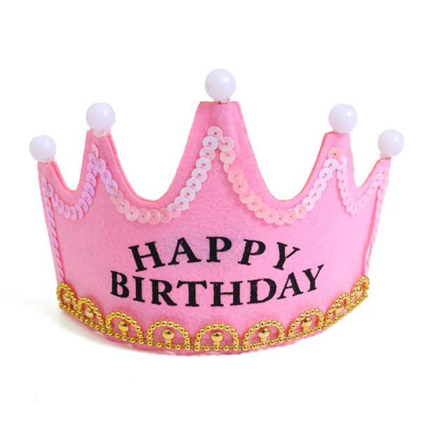 Birthday Crowns Pannband King Princess for Prince Crown Hattar Inbyggt LED-ljus 3 växlar Justerbar Party Ornament Suppli null - B