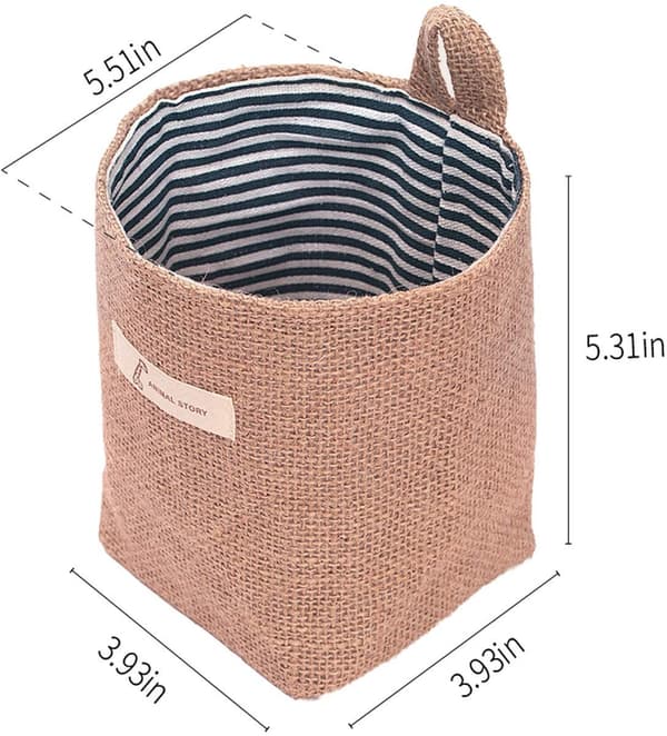 Vikbara väggförvaringsväskor, set om 4, förvaringslåda i bomullslinne 13,5 x 10 cm för hemorganisation