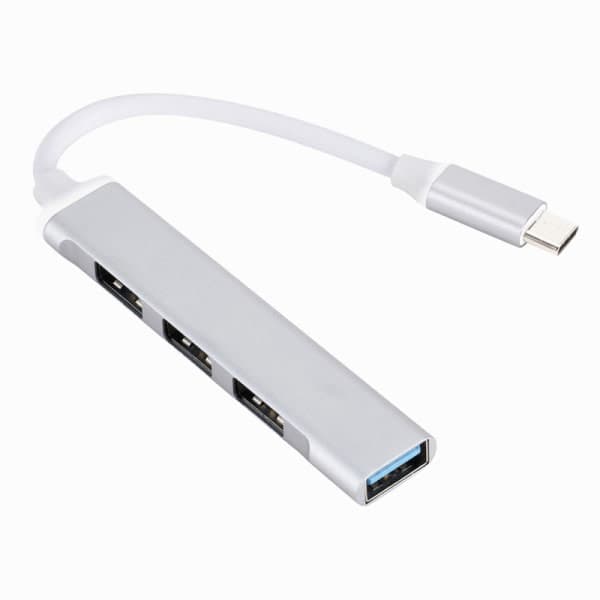 CDQ USB C HUB 3.0 Type C 3.1 4 Port Multi Splitter Adapter Sølv