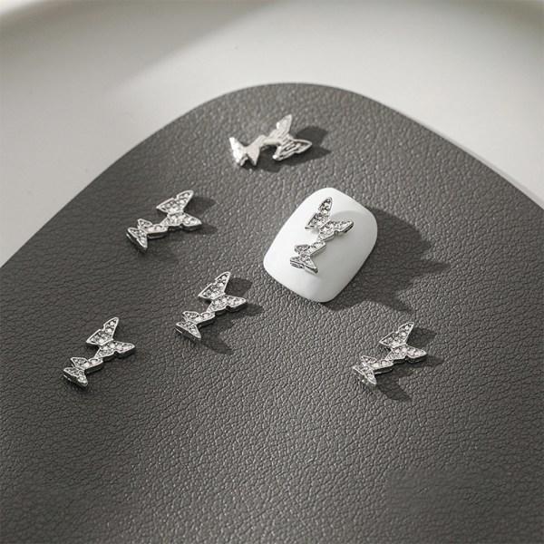 10st DIY Nail Art Dekoration 3D Silver Butterfly Shiny Rhinest I 10Pcs I 10Pcs