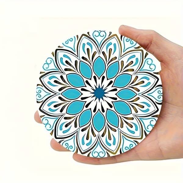 Træunderlag med blomster- og geometrisk mønster, 6 stk./sæt, 10 cm
