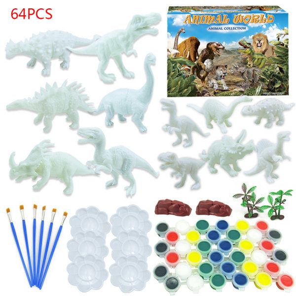 64st/ set DIY Graffiti Dinosaurie Modell 3D Målad Handfärgning Tyrannosaurus