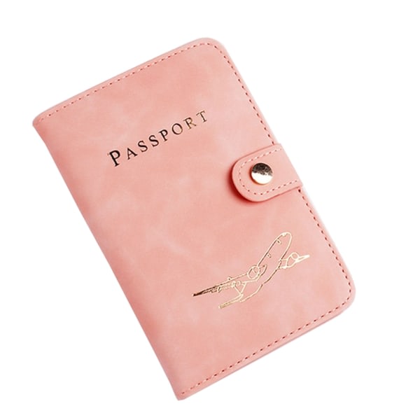 Passhållare i PU-läder, resekreditkortsplånbok för kvinnor, män, cover vaaleanpunainen