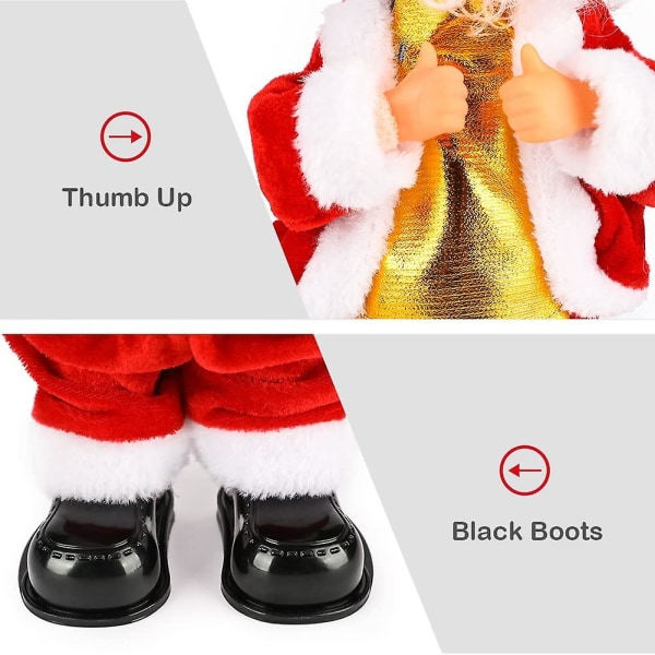 Ny, cool elektrisk gunga Hip Santa, musikalisk tomteleksak Batteridriven sjungande och dansande tomte