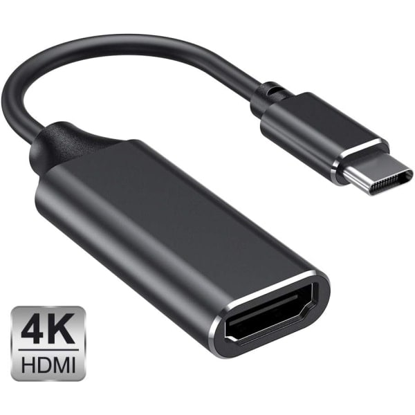 USB C till HDMI-adapter, typ C till HDMI 4K-adapter (Thunderbolt 3-kompatibel) (svart)