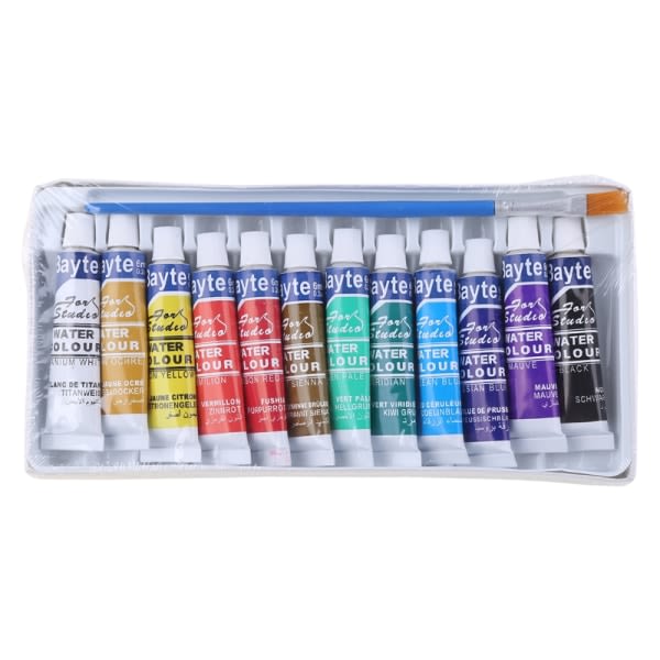 12 Färger Mukula 6ml Färg Tube Ritning Målning Akvarell Pigment Set Med Brus