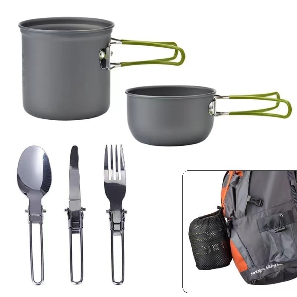 Camping Kjøkkenutstyr Kit 1-2 personer Bærbare Gryter Set