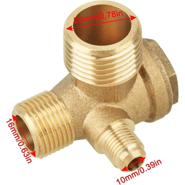Stk. Kompressor Kontraventil, 3-ports Luftkompressor Kontraventil 20×16×10mm til Luftkompressor Tilslutningsfittings