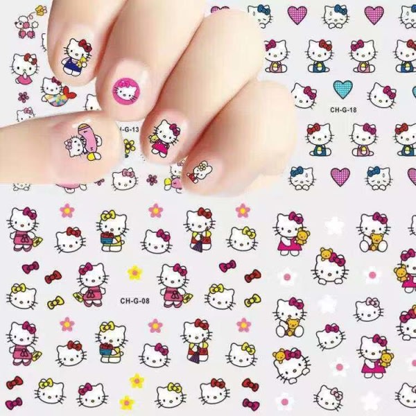 Söpö Cartoon Nail Art 3d Hello-kitty Nail Art itseliimautuva kynsi