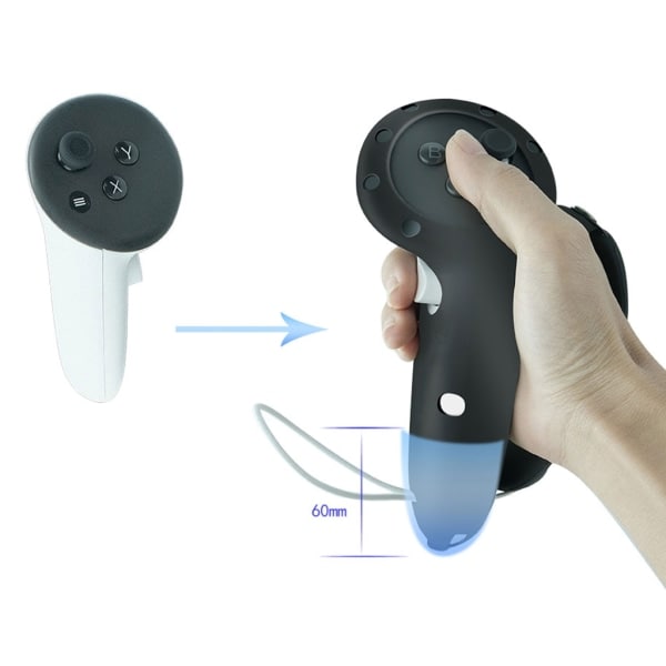 Full Protection Controller Grip Cover for MetaQuest 3 Silikonbeskyttende Sleeves Touch Controller Tilbehør Svart