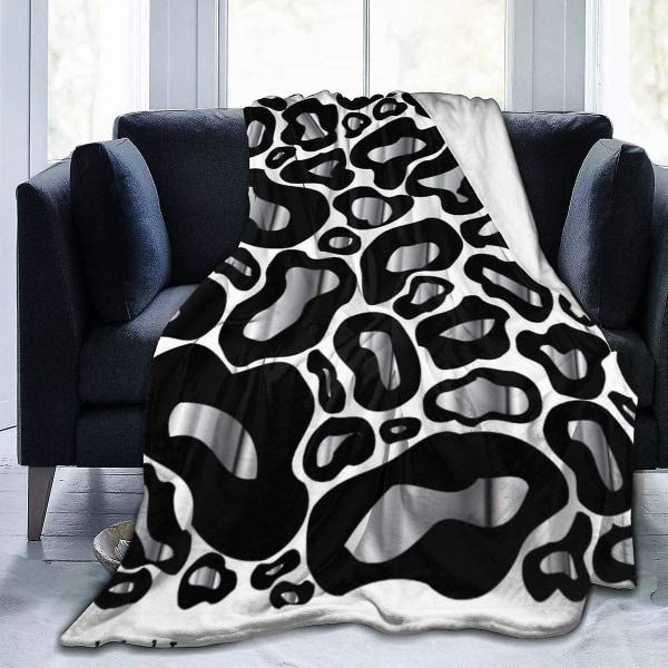 Krom og svart leopardgepard Dyreprint teppe Myk flanellfleece Varm teppe for sofa, seng, sofa, stol, kontor, reiser, camping-r424 50x40in 125x100cm
