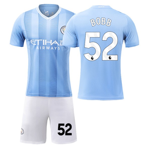 Manchester City Hemmafotbollströja Barn & Vuxen 23-24 Jersey Nummer 52 Oscar Bobb shirt and short #16