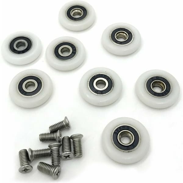 Pakke med 8 reservedeler for dusjdørhjul, 23 mm diameter