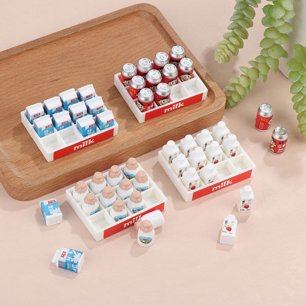1Set Dockhus Miniatyr Simulering Mini Dryck Mjölk Set Leksaker DI A3