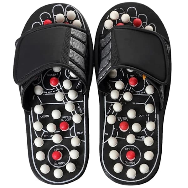 Acupressure Slippers with Massage Points - Adjustable Black S Black 38/39