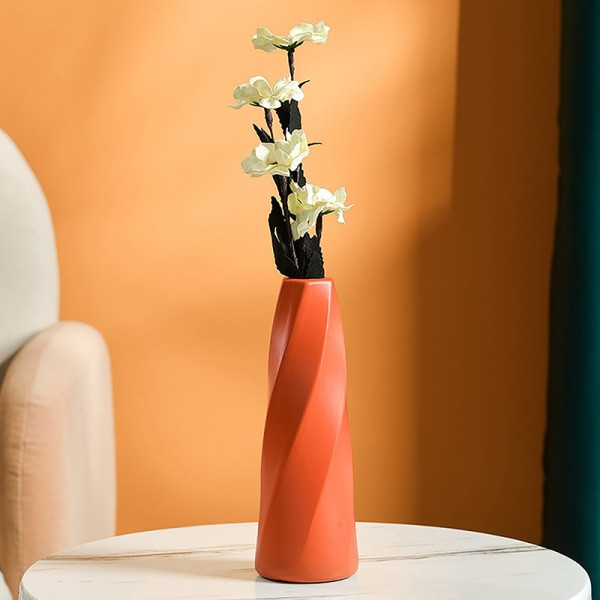 Plast Vas Imitation Keramik Blomkruka Bordsskiva Arrangemang Mörkblå