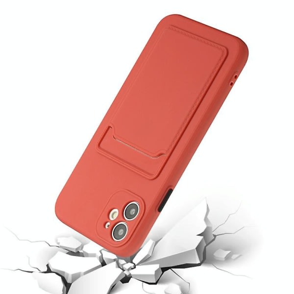 Nytt för Iphone 12 Mini Card Slot Design Stötsäkert Tpu- case (plommonröd)
