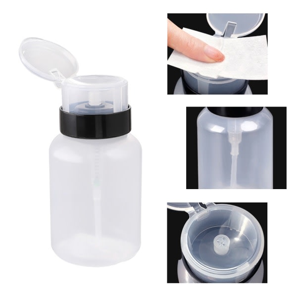 200 ml gjennomsiktig Push Down Tom flaske Press Pump Dispenser Neglelakkbeholder