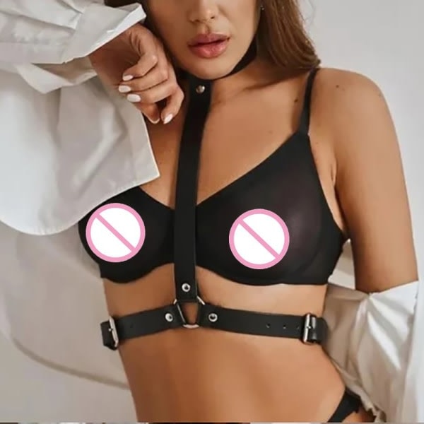Sexig Body Harness Kvinna Strumpeband Bdsm Läder Underkläder