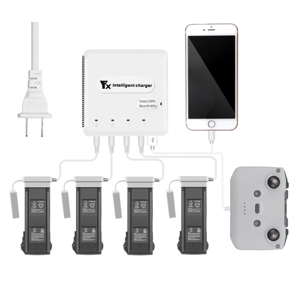 6-i-1 LED-batteriladdare för Mavic 3 Drone Batteriladdningsnav Batteriladdare EU/US/AU/UK-adapter null - EU-kontakt