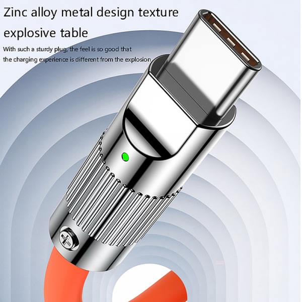 120W hurtiglading flytende silikonkabel Type-C lader Lyskraftig Lightning 2M