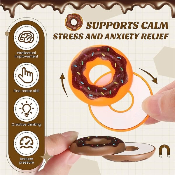 Magnetisk Fidget Slider, Fidget Legetøj til Voksne, Dessert Push Slider Stressaflastende Legetøj, Kontor Legetøj EDC Toy Doughnut