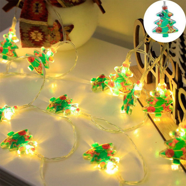 1,5m 10 LED julgransljus med snögubbe och tomte, A3, one size A3 one size