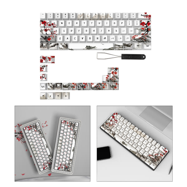 CherryProfile Keycaps Tysk Fransk Spania Japansk Engelsk DyeSub Keycaps PlumBlossom 80Keys CherryProfile Keycaps null - Tysk