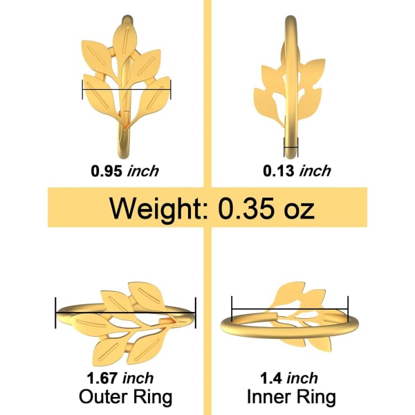 Guld servettringar set med 12, bladguld servetthållare för julbröllopsfödelsedag Thanksgiving Party, metallmaterial