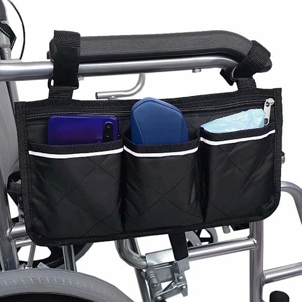 Svart Rullstolsväska med Fickor, 32,5 x 18 cm för Mobilitetsstolar