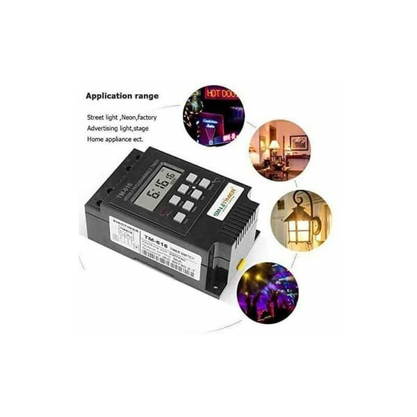 1x TM616 Timerrelæ, 12V Timer Elektrisk Ugentlig Digital Timer Switch med LCD Digital Display - Hvid