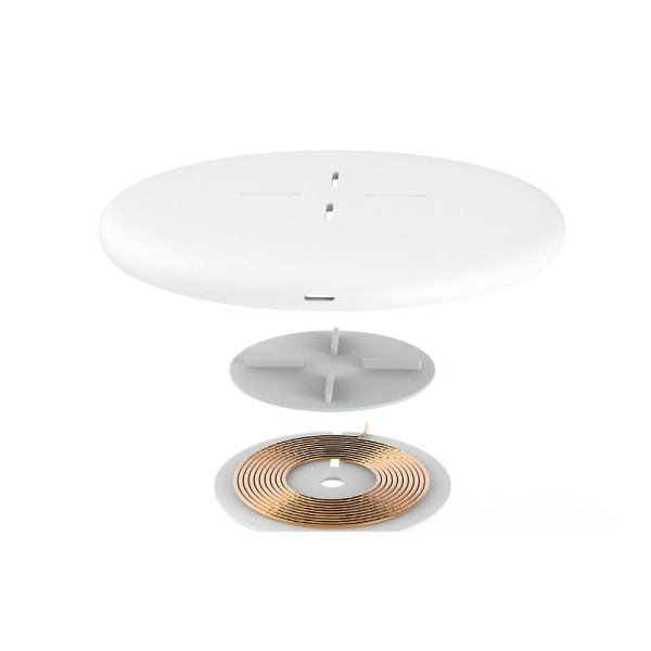 Snabbladdare Mat 10w Qi Trådlös Laddningsplatta För Apple Android Iphone Samsung - Vit