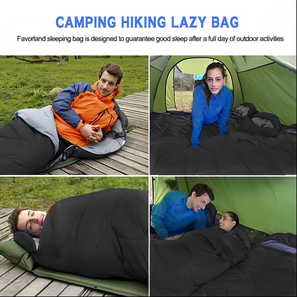 Vindtæt Sovepose til Udendørs Camping Ultralet Varm Sort