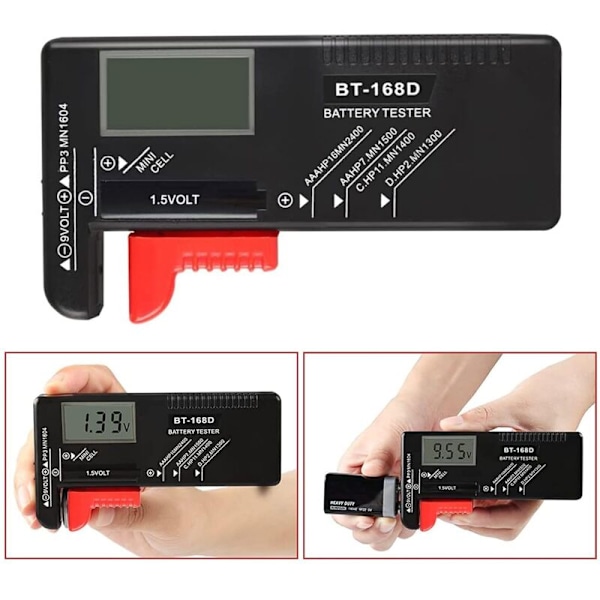 Universal batteritestare för aa aaa c d pp3 9v 1.5v knappcellsbatterier