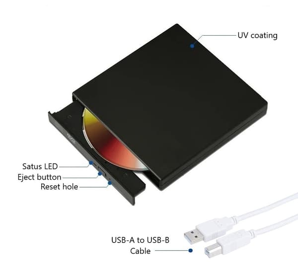 Slank ekstern DVD/CD-brenner – USB 3.0