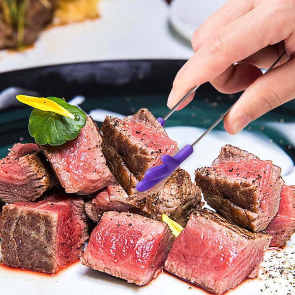 6 stk. multifunktionelle mini madklemmer i rustfrit stål Køkkenpincet med skridsikker håndform silikonepincet til madsukker Issalat