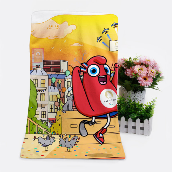 Paris 2024 Games maskot omkring 35*70 håndklæde vaskeklud souvenirs 2 35*70cm