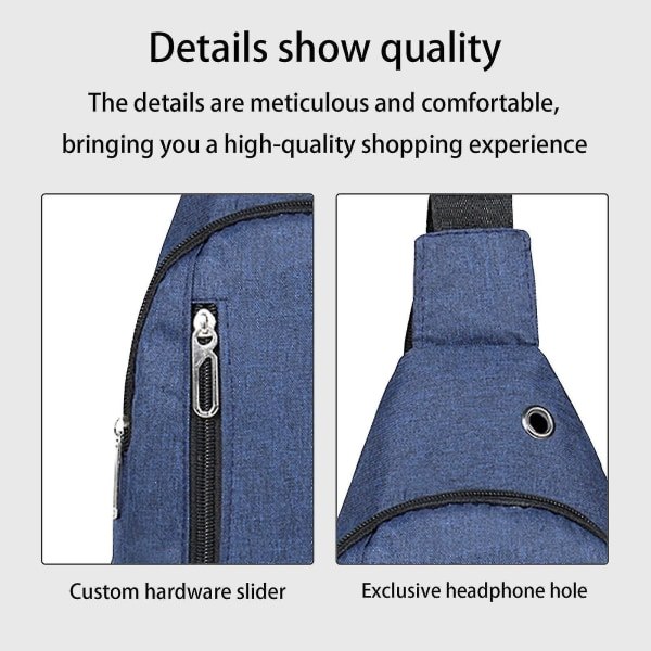 Liten Sling Bag Crossbody Bröst Axel Vattentät Sling Handväska En Rem Resväska För män Kvinnor Pojkar med hörlurshål B B