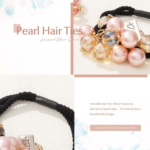 Pearl Hårband Elastiska hår Scrunchies Kristallpärlor Hästsvanshållare Håraccessoarer för kvinnor och flickor (paket med 3)