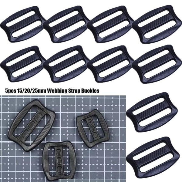 5 st Webbing Rem Spänne Slider Fäste 15MM 15mm