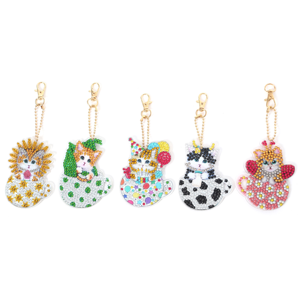 4-pack DIY Diamantmålning Nyckelring Pendel Nyckelring Tillbehör Ryggsäck för Vuxna Nybörjare Diamantkonst DIY 5D null - AA1020