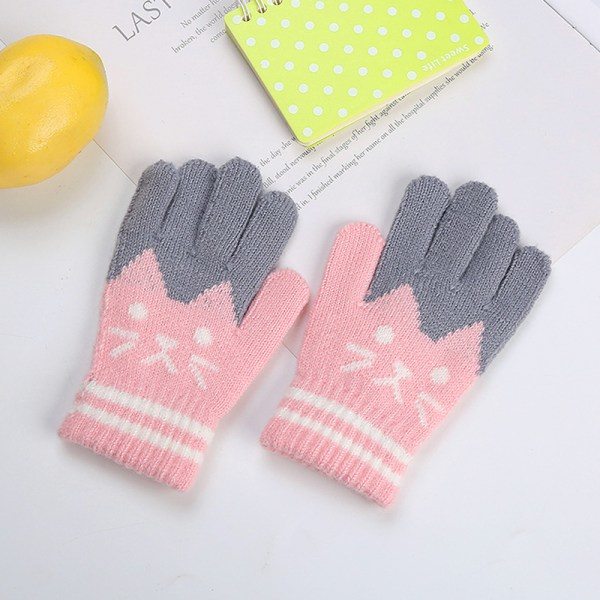 Vintervarma barnhandskar stickning Baby Flickor Pojkar Mjuka handskar Fu Rosa One size Pink One size