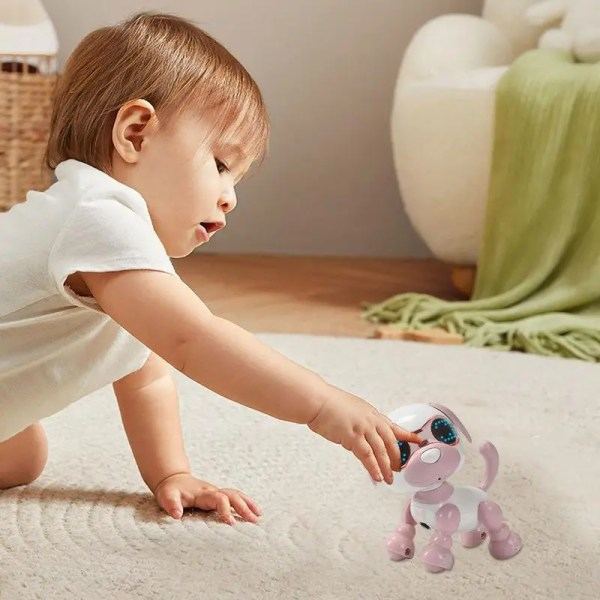 Robot Sällskapsdjur Hund Prata Leksak Interaktiv Intelligent Smart Valp Robot Hund Elektroniska LED Ögon Ljudinspelning Sjung Sömn Barn Present Rosa