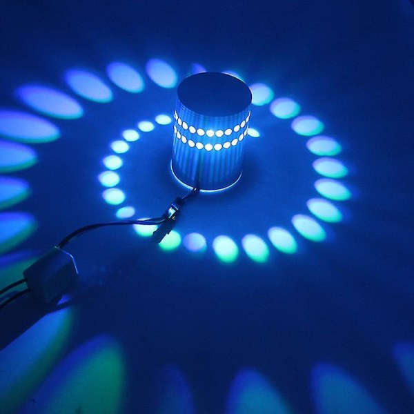 3w RGB LED-vegglampe Spiralbelysning Korridorlampe Soveromslampe (1 stk, syv farger)