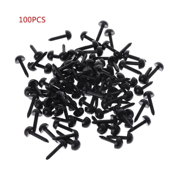 100 stk. 3mm/4mm/5mm/6mm DIY til dukke-mannequin plastik sorte stift sikkerhedsøjne til han 3MM