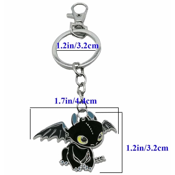2 stk metall nøkkelring Dragon Shape tannløs nøkkelring gave