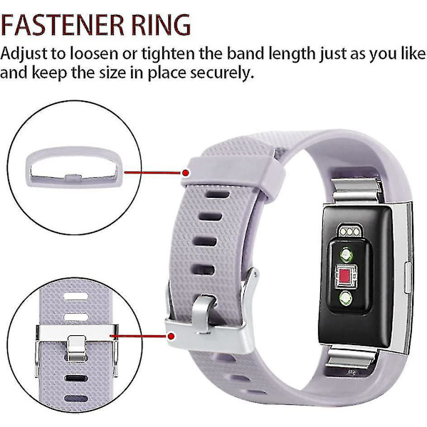 Ersättningsband kompatibla med Fitbit Charge 2, Classic & Special Edition justerbara sportarmband Lavender med Slight Gray Lavender with Slight Gray Small
