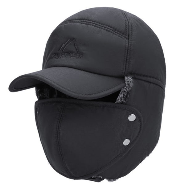 Vinter Varm Tykk Fuskepels Bomber Hat Ear Flap Cap Ski Therma Black One Size Black One Size